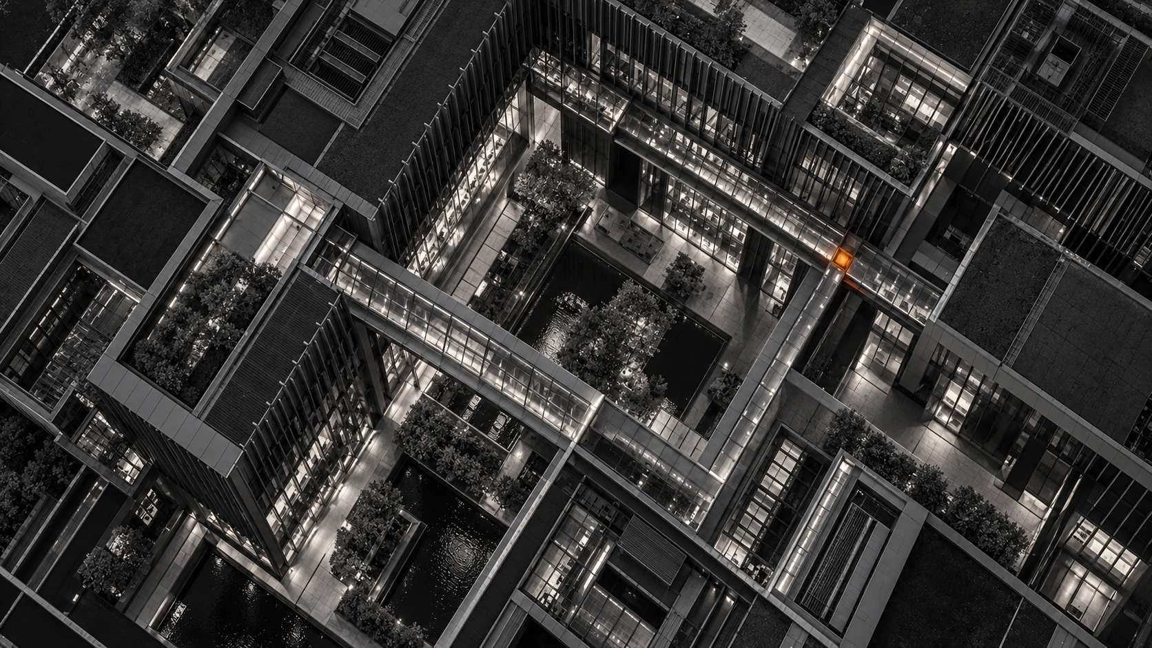 Courtyard buildings seen from directly above